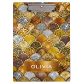 Elegante gouden girly zeemeermin schalen klembord (Voorkant)