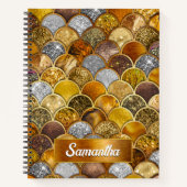 Elegante gouden girly zeemeermin schalen notitieboek (Voorkant)