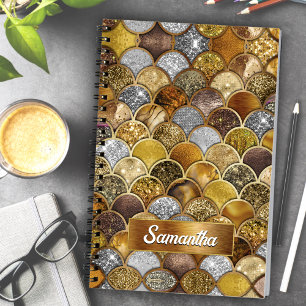 Elegante gouden girly zeemeermin schalen notitieboek
