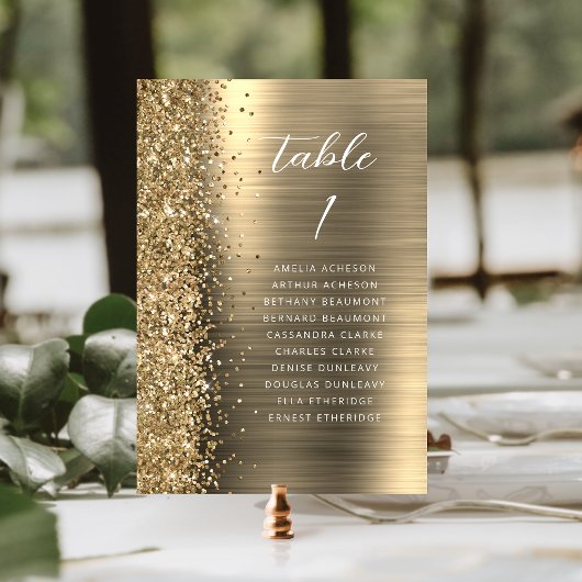 Elegante Gouden Glam Glitter Metallic Script Bruil Kaart