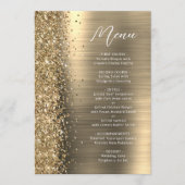 Elegante Gouden Glam Glitter Script Bruiloft Menu (Voorkant)