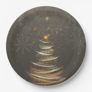 Elegante gouden glans Kerstboom Papieren Bordje