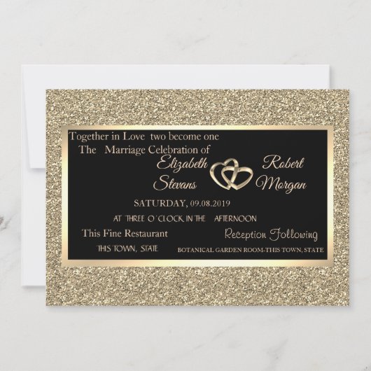 Elegante gouden glans, lijst bruiloft kaart (Voorkant)