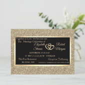 Elegante gouden glans, lijst bruiloft kaart (Staand voorkant)