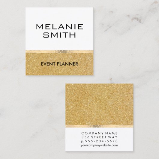 Elegante Gouden Glans Vierkante Visitekaartje (Voorkant / Achterkant)