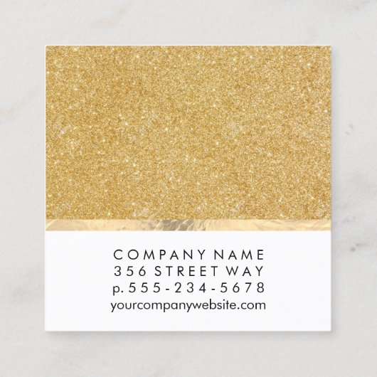 Elegante Gouden Glans Vierkante Visitekaartje (Achterkant)