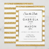 Elegante gouden glansstreep save the date (Voorkant / Achterkant)