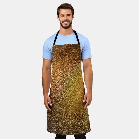 Elegante gouden glanzende lederen textuur schort (Gedragen)