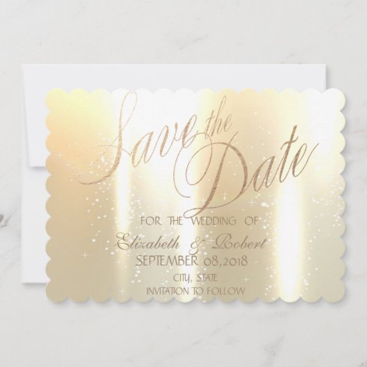 Elegante Gouden Glanzende Save The Date (Voorkant)