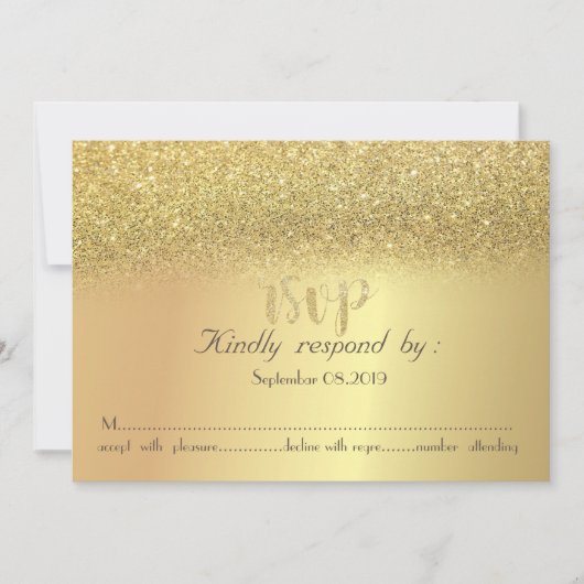 Elegante gouden glinster bokeh RSVP kaart (Voorkant)