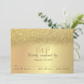 Elegante gouden glinster bokeh RSVP kaart (Staand voorkant)