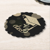 Elegante gouden glinsterende afstudeerhoed, klas 2 kartonnen onderzetters (Gekanteld)