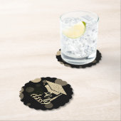 Elegante gouden glinsterende afstudeerhoed, klas 2 kartonnen onderzetters (Insitu)