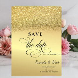 Elegante gouden glinsterende Bokeh-huwelijksaankon Save The Date