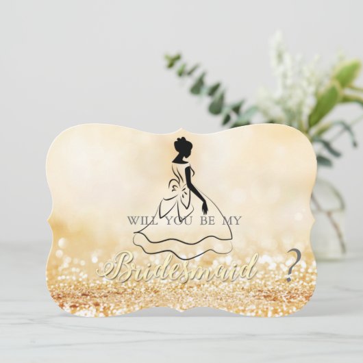 Elegante gouden glinsterende Bokeh, Silhouet bruid Kaart (Staand voorkant)