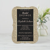 Elegante gouden glinsterende bruidsdouche kaart (Staand voorkant)