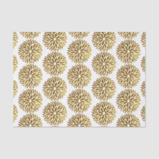 Elegante gouden glinsterende dahlia bloemen op wit tissuepapier