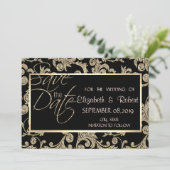 Elegante gouden glinsterende krullen Bewaar de dat Save The Date (Staand voorkant)