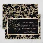 Elegante gouden glinsterende krullen Bewaar de dat Save The Date (Voorkant / Achterkant)