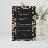 Elegante gouden glinsterende krullen huwelijksrece kaart (Staand voorkant)