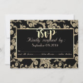Elegante gouden glinsterende krullen RSVP kaart (Voorkant)