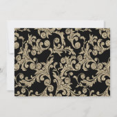 Elegante gouden glinsterende krullen RSVP kaart (Achterkant)