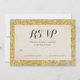 Elegante gouden glinsterende trouw-RSVP kaart