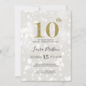 Elegante gouden glitter 10e verjaardag kaart (Voorkant)