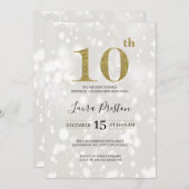 Elegante gouden glitter 10e verjaardag kaart (Voorkant / Achterkant)