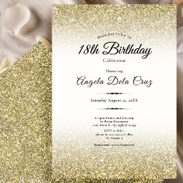 Elegante Gouden Glitter 18e Verjaardag Debut Kaart