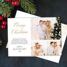 Elegante gouden glitter 3 Multi Photo Christmas