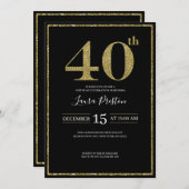 Elegante Gouden Glitter 40ste Verjaardag Kaart (Voorkant / Achterkant)