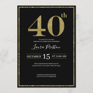 Elegante Gouden Glitter 40ste Verjaardag Kaart