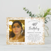 Elegante Gouden Glitter 40ste Verjaardag Kaart (Staand voorkant)