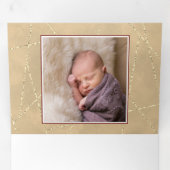 Elegante gouden glitter 4 foto Kerstmis Drieluik Wenskaart (Binnenzijde eerst)