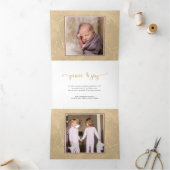 Elegante gouden glitter 4 foto Kerstmis Drieluik Wenskaart (Binnen)