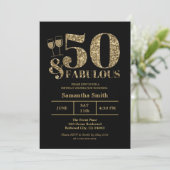 Elegante gouden glitter 50 en fantastisch 50ste ve kaart (Staand voorkant)