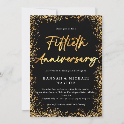 Elegante Gouden Glitter 50e bruiloft Jubileum Kaart (Voorkant)