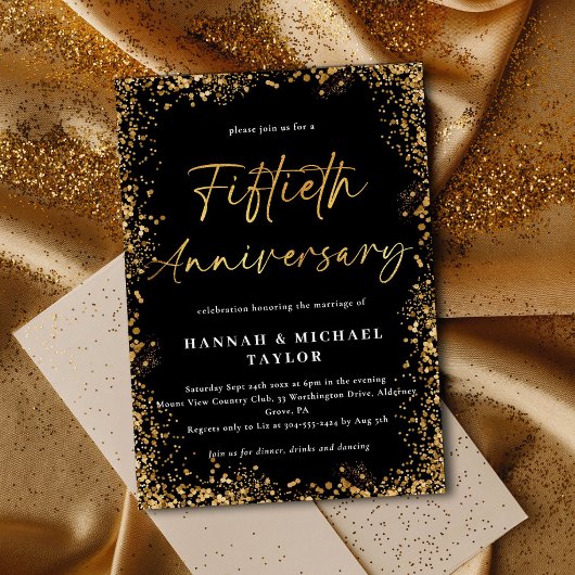 Elegante Gouden Glitter 50e bruiloft Jubileum Kaart