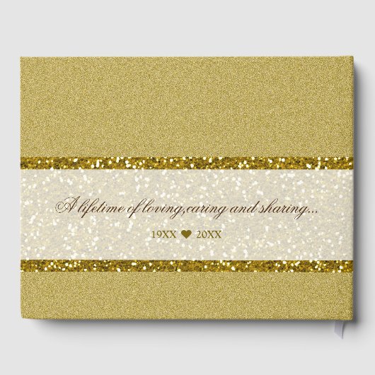 Elegante gouden glitter 50ste verjaardag gastenboek (Achterkant)