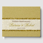 Elegante gouden glitter 50ste verjaardag gastenboek (Voorkant)