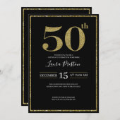 Elegante Gouden Glitter 50ste Verjaardag Kaart (Voorkant / Achterkant)