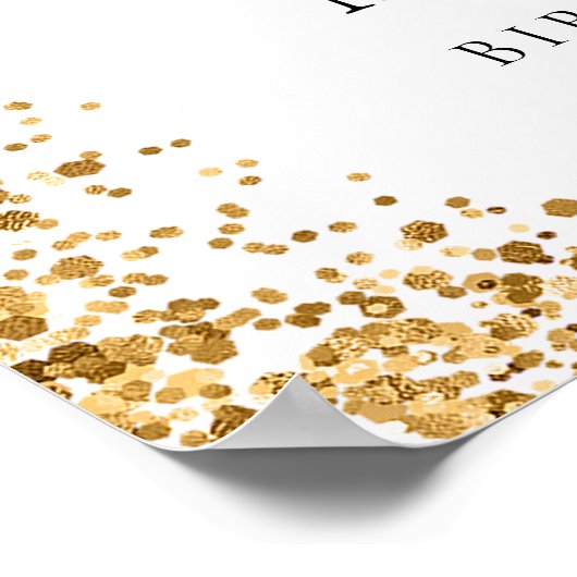 Elegante gouden glitter 50ste verjaardagsfeestje W Poster (Hoek)