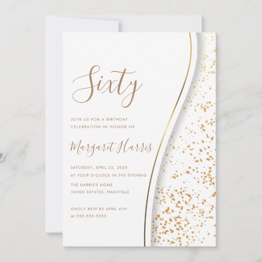 Elegante gouden glitter 60ste verjaardag kaart (Voorkant)