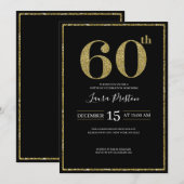 Elegante Gouden Glitter 60ste Verjaardag Kaart (Voorkant / Achterkant)