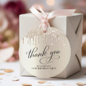 Elegante gouden glitter 75e verjaardagsfeestje dan bedankjes labels