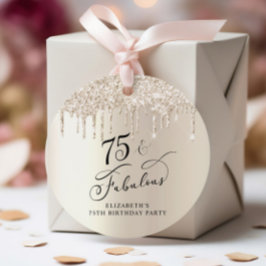 Elegante gouden glitter 75e verjaardagsfeestje dan bedankjes labels