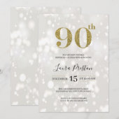 Elegante Gouden Glitter 90ste Verjaardag Kaart (Voorkant / Achterkant)