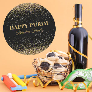 Elegante gouden glitter aanpassen Hebreeuws gelukk Ronde Sticker