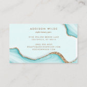 Elegante gouden glitter Aqua Marble Agate Modern C Visitekaartje (Achterkant)